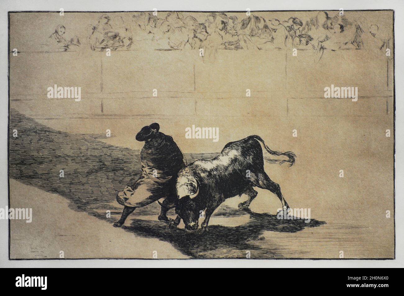 Francisco de Goya y Lucientes (1746-1828).Peintre espagnol.La Tauromaquia (Bullfighting).L'étudiant le plus qualifié de Falzes, couvert, taise le bul Banque D'Images