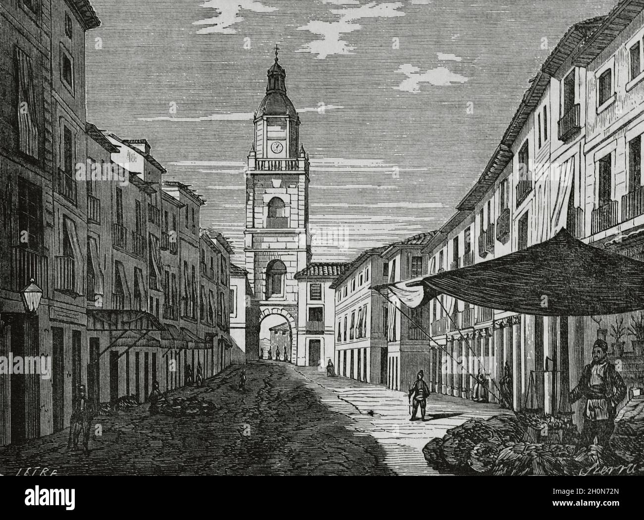 Espagne, province de Zamora, Toro.Puerta del Mercado (porte du marché) ou Arco del Reloj (arche de l'horloge).Il a été construit au XVIIIe siècle sur la porte d'entrée Banque D'Images