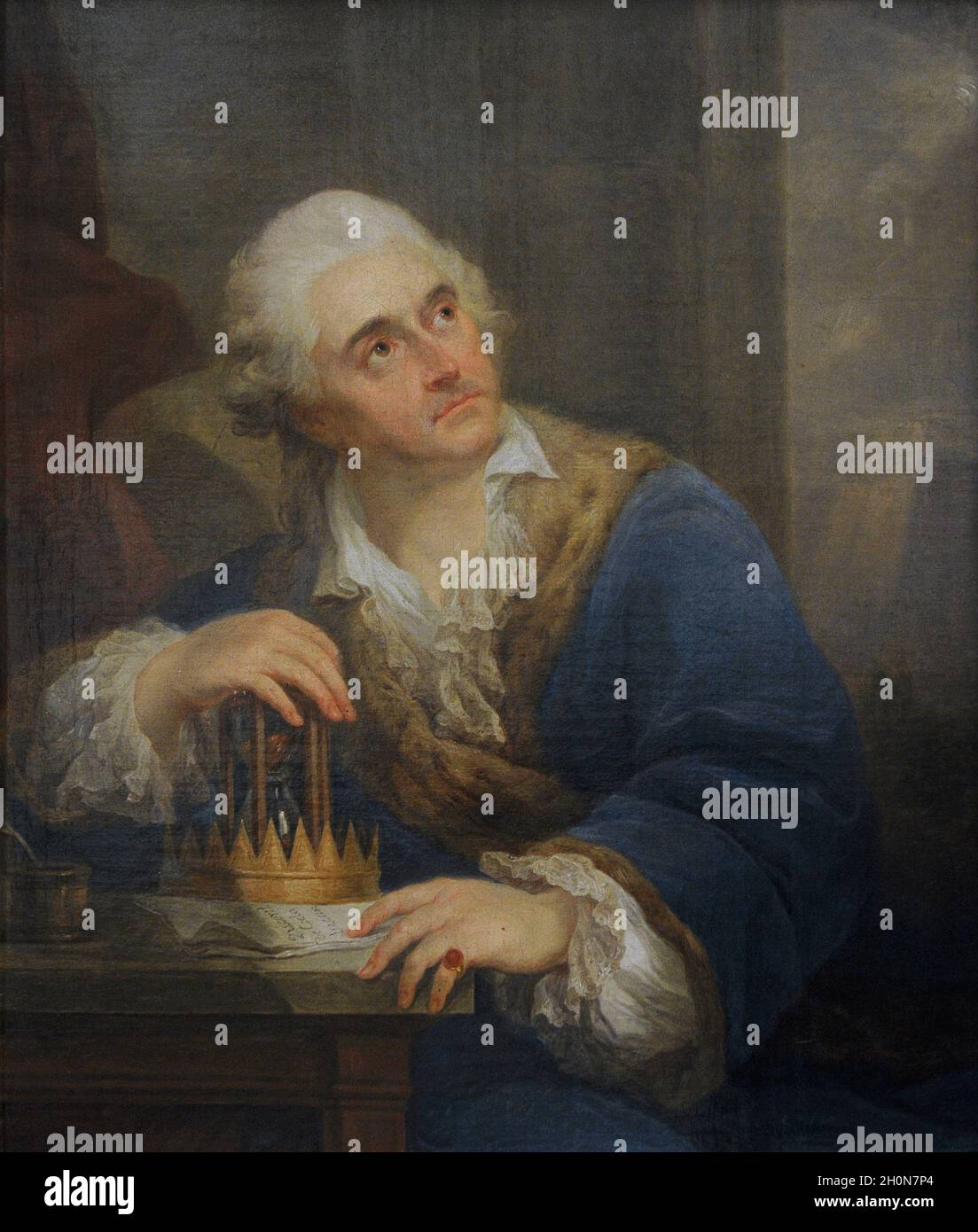Stanislaw II Augustus (1732-1798), roi de Pologne.Portrait allégorique de Stanislaw August Poniatowski avec un Hourglass, après 1793, par Marcello bac Banque D'Images