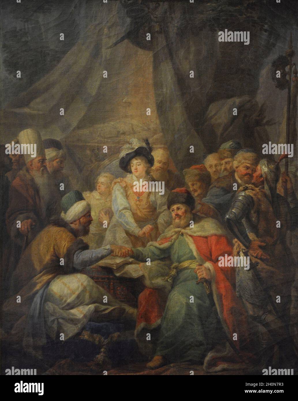 Traité de Chocim (Khotyn).Signé le 9 octobre 1621, après la bataille du même nom, mettre fin à la guerre entre la Pologne et l'Empire ottoman (1620-1621).Peinture de Marcello Banque D'Images