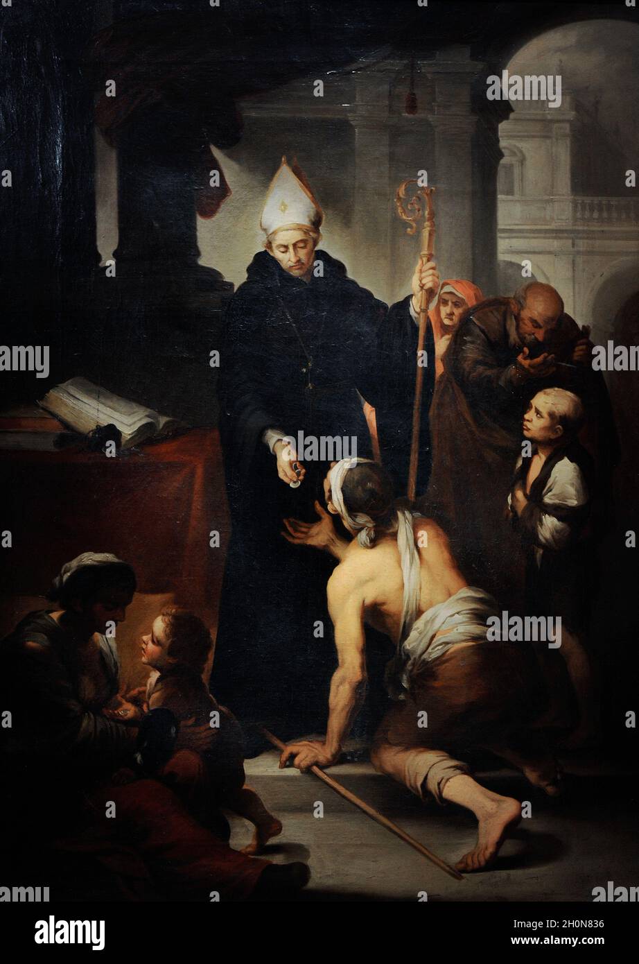 Saint Thomas de Villanova (ca.1487-1555). Archevêque de Valence, de l'ordre des Augustins. Tableau de Antonio Cabral Bejarano (1788-1861), copie d'après Murillo, 1840-1860. Musée du romantisme. Madrid, Espagne. Banque D'Images