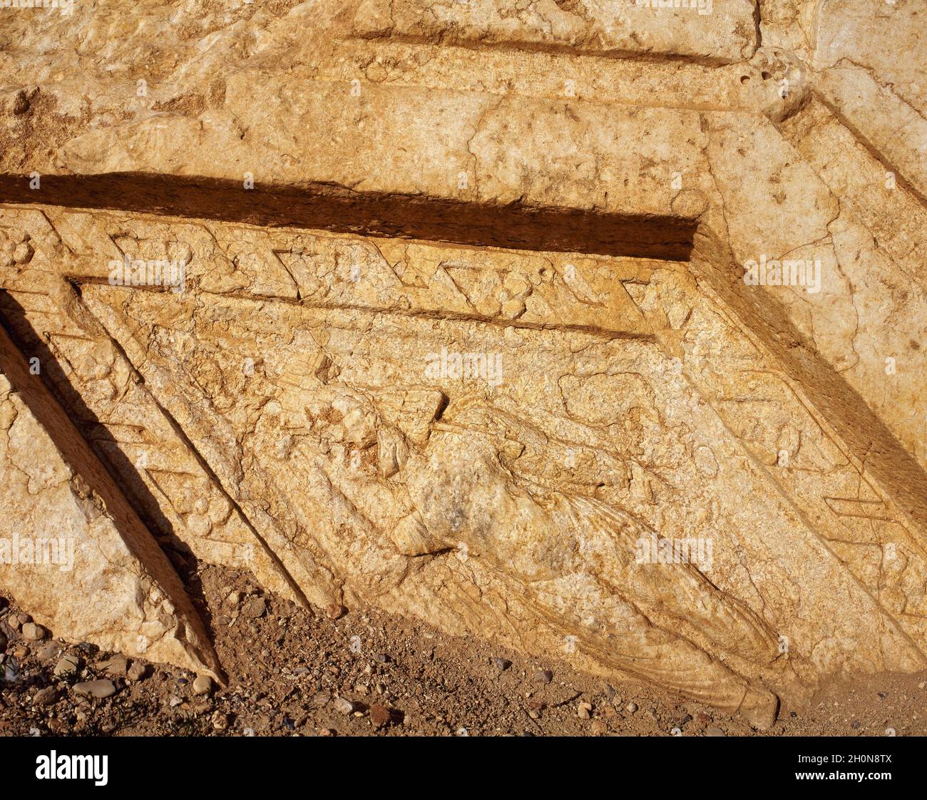 Syrie. Palmyra. Relief avec représentation d'une figure mâle. Détails. (Photo prise avant la guerre civile syrienne). Banque D'Images