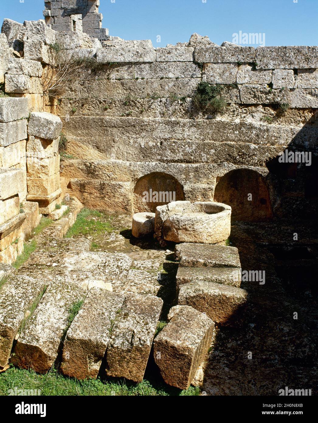 Syrie.Villes mortes.Serjilla.Ruines du site archéologique.Ancienne ville fondée ca.473 AD et abandonné au 7ème siècle AD.(Photo prise avant t Banque D'Images