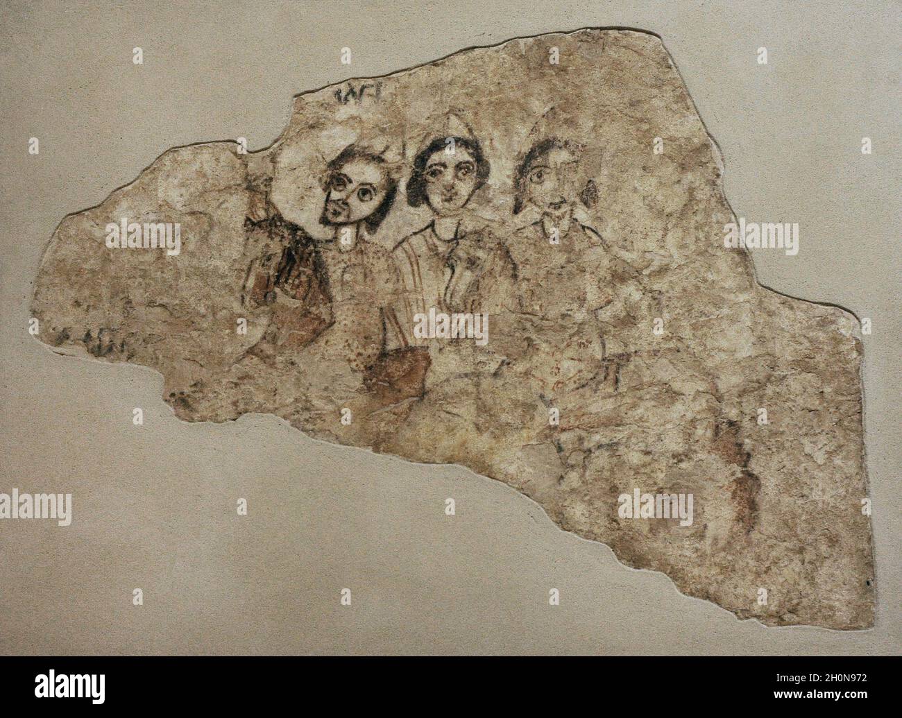 Peinture murale représentant le voyage des Mages (fragment de la Nativité).2ème moitié de la 8ème-1ère moitié des 10ème siècles.Vestibule nord de Cathedra Banque D'Images