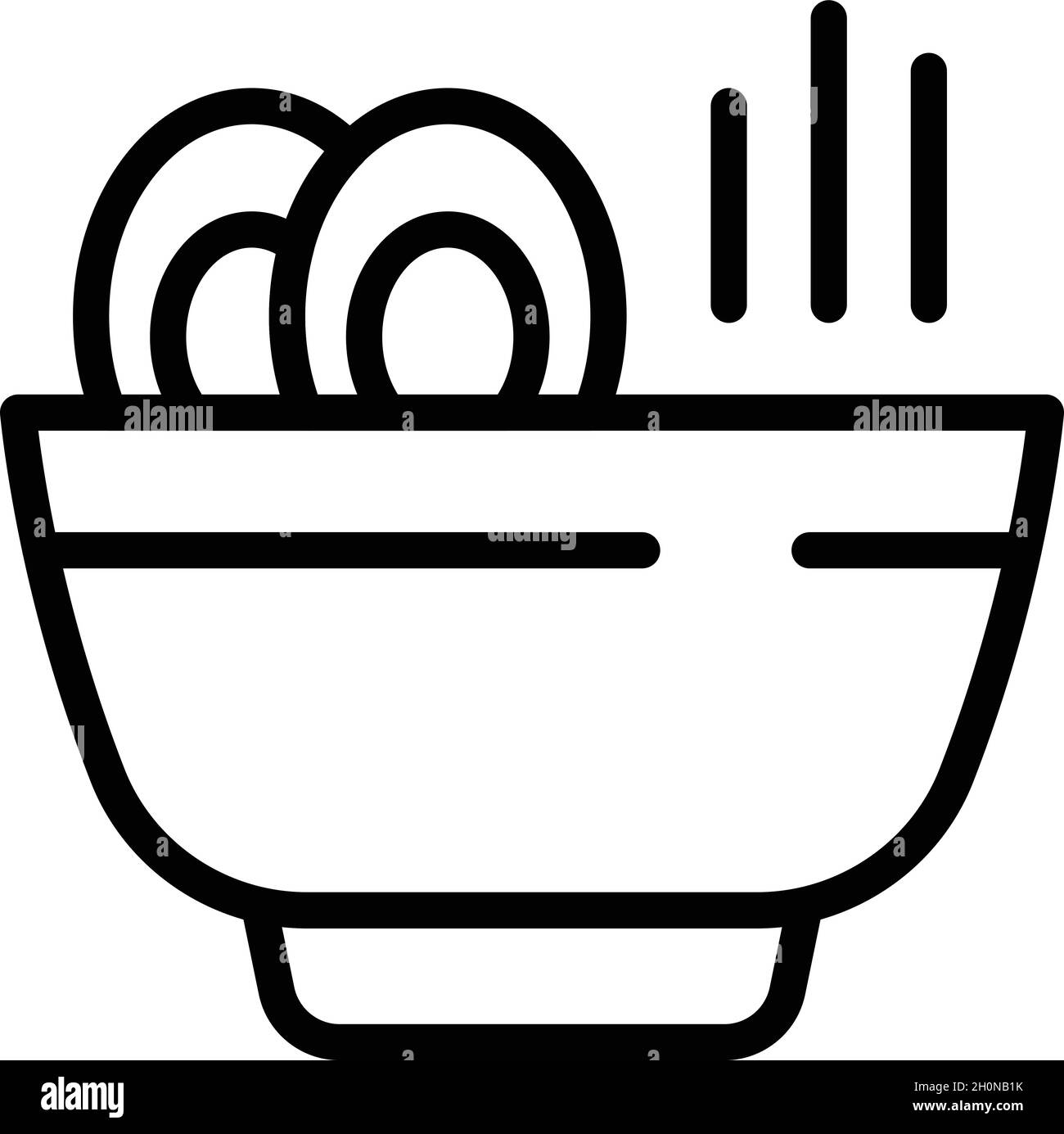 Vecteur de contour de l'icône de soupe à la crème aux œufs.Plats chauds.Bouillon de poulet Illustration de Vecteur