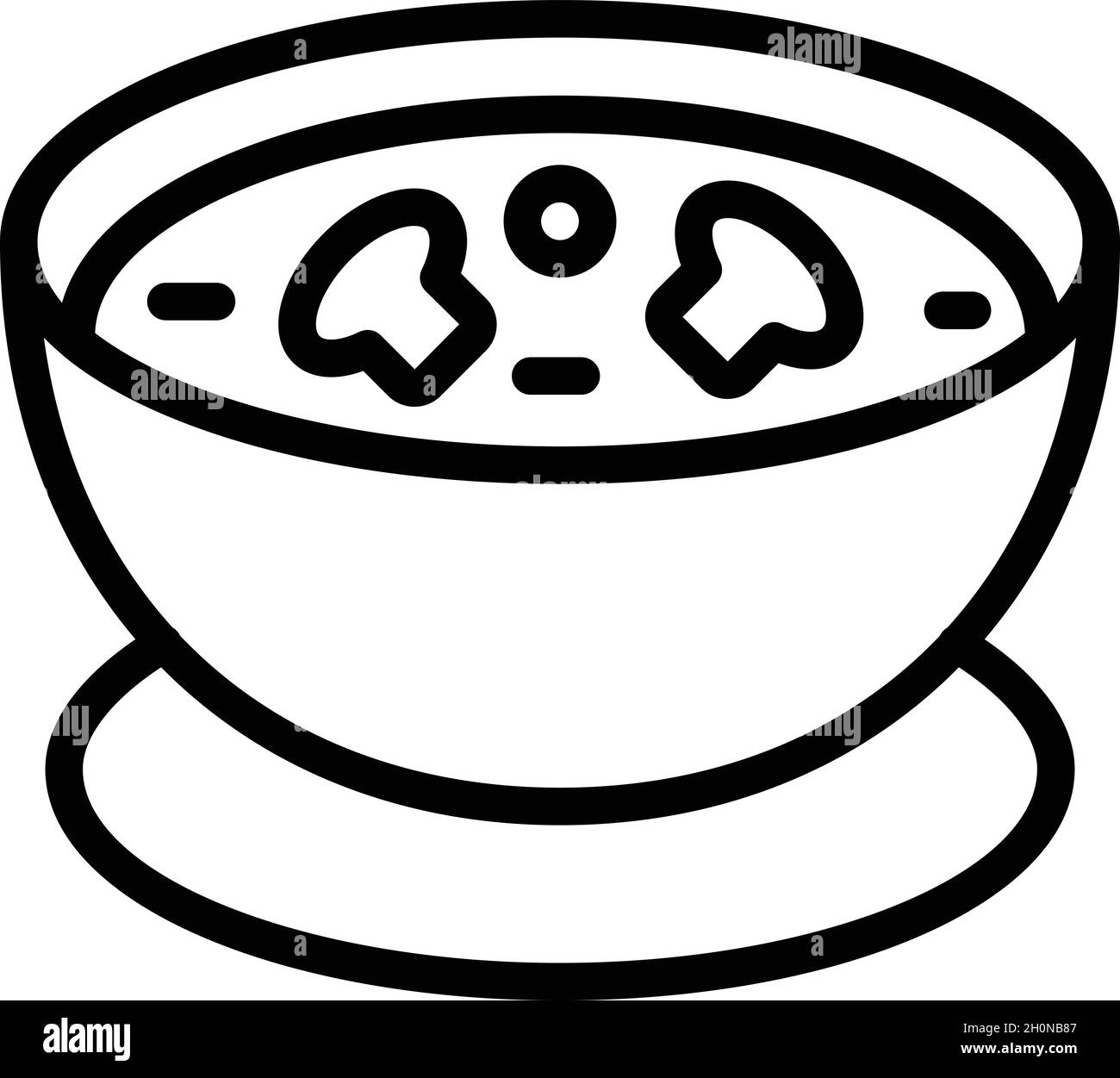 Vecteur de contour de l'icône de soupe de crème aux champignons.Gazpacho chaud.Assiette de poulet Illustration de Vecteur