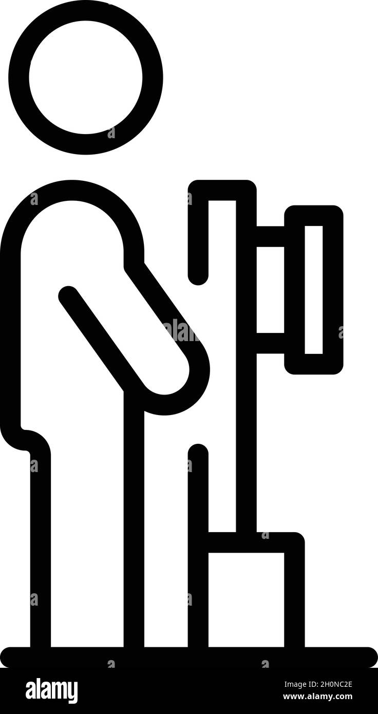 Vecteur de contour de l'icône de traitement du patient.Cancer à rayons X.Poitrine pulmonaire Illustration de Vecteur