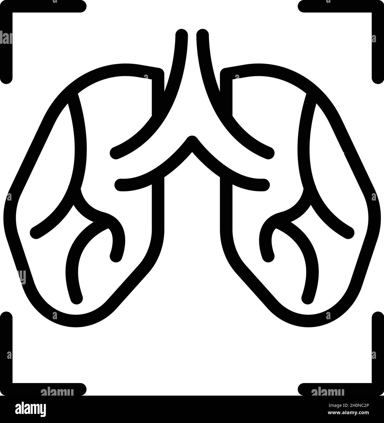 Vecteur de contour de l'icône de dépistage des poumons.Radiographie du patient.Poitrine pulmonaire Illustration de Vecteur