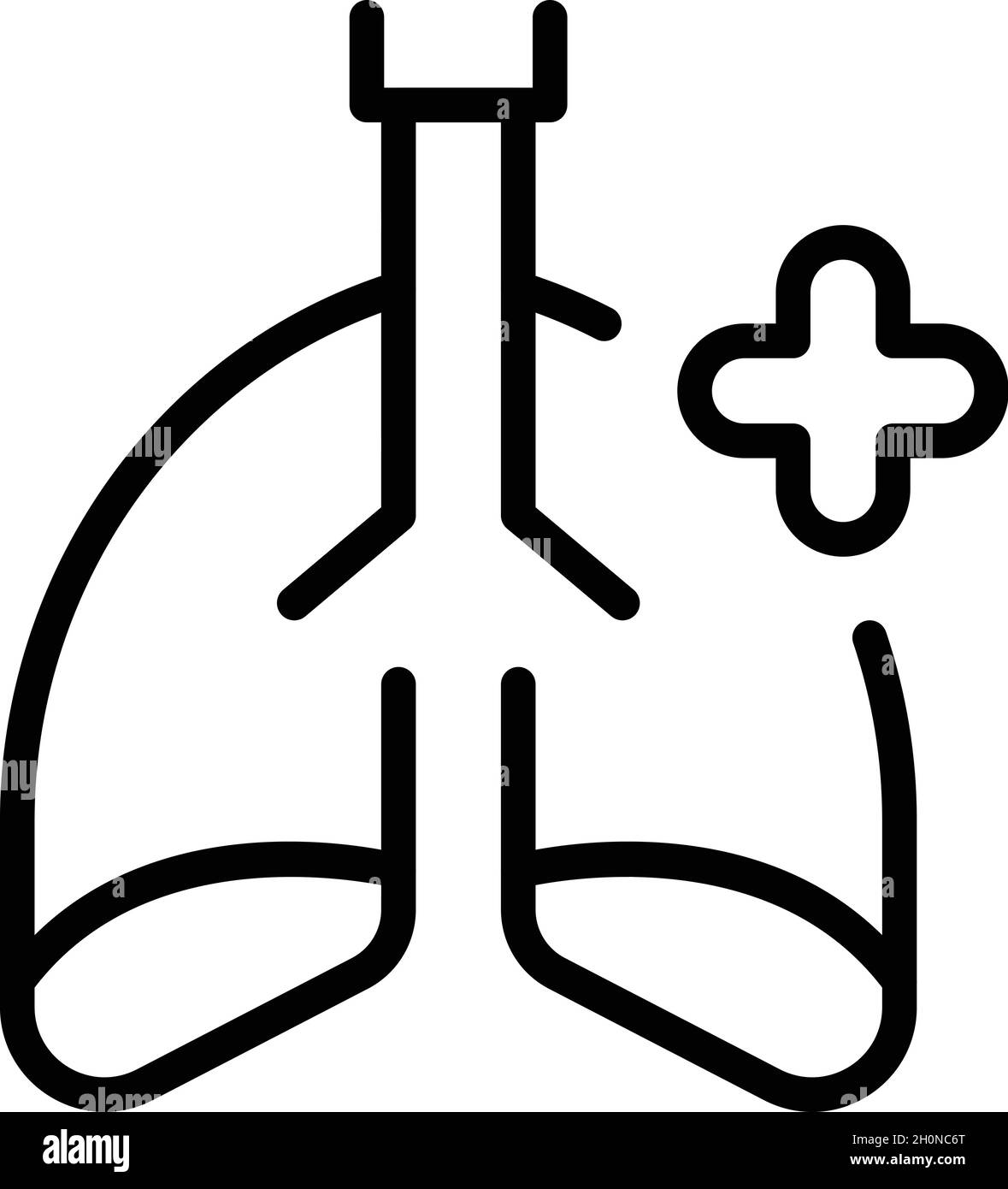 Vecteur de contour d'icône de poumons médicaux sains.Cancer du patient.Médecin Illustration de Vecteur