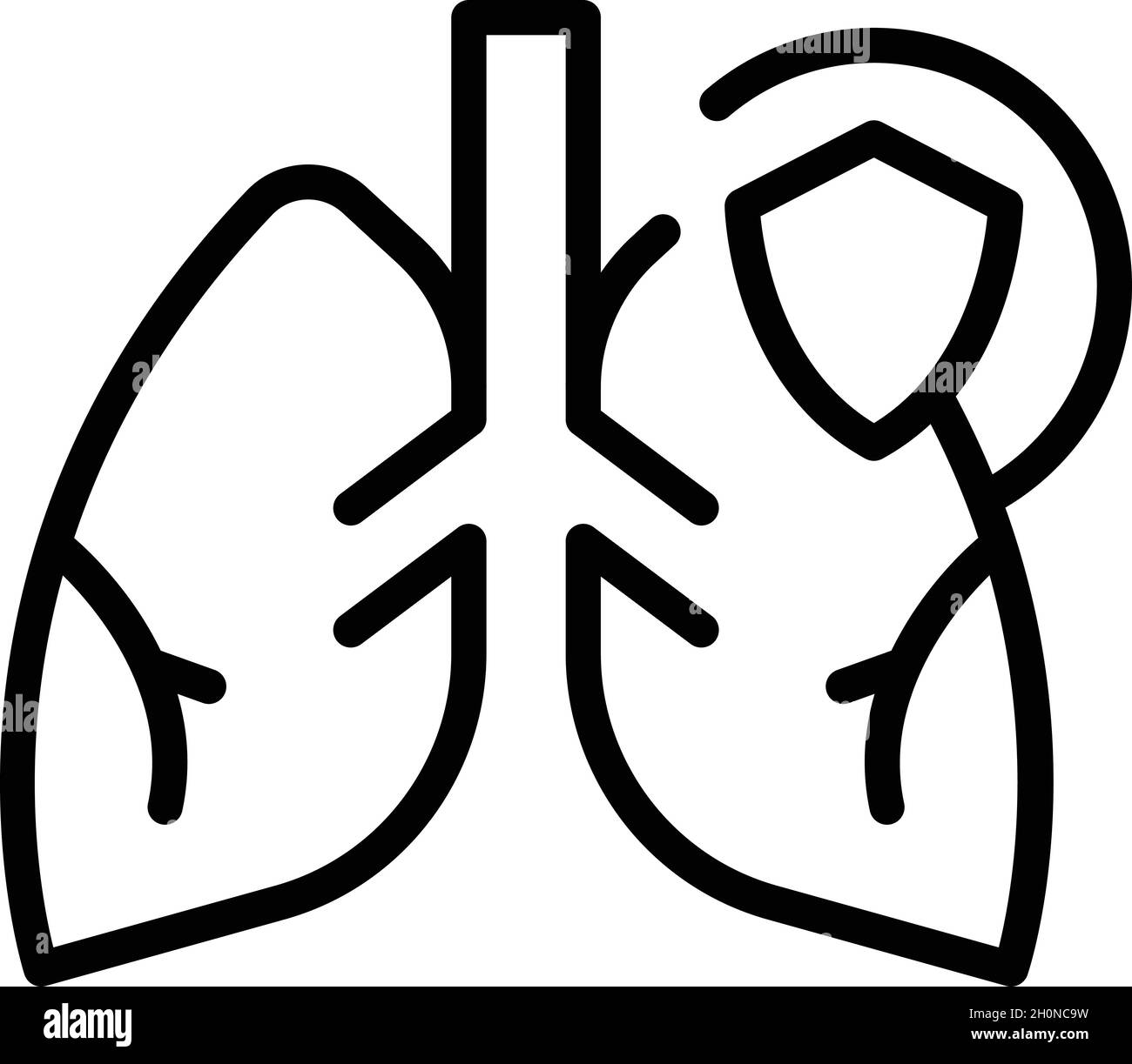 Vecteur de contour de l'icône de la couleur des poumons.Poumon à rayons X.Médecin santé Illustration de Vecteur