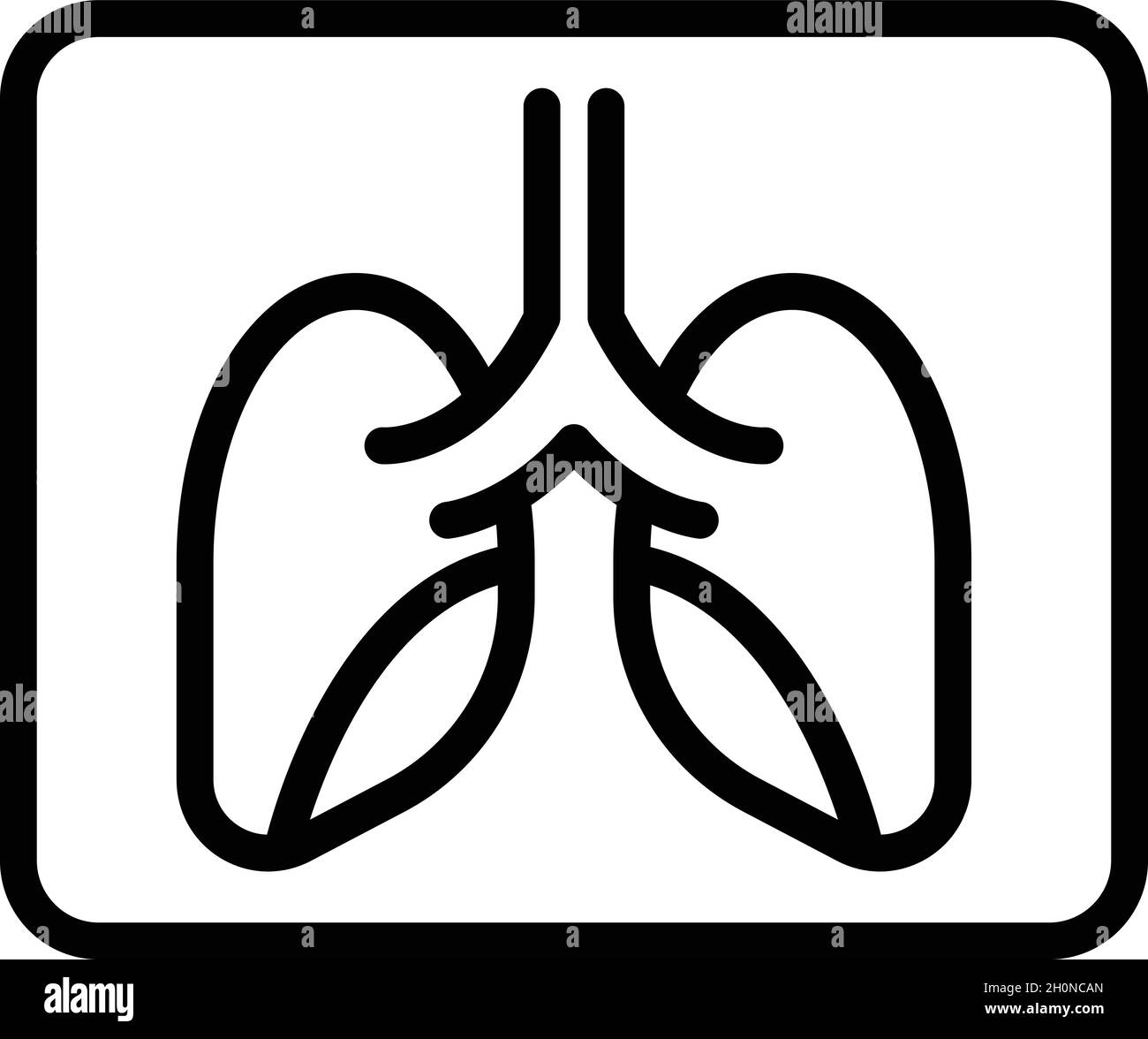 Vecteur de contour de l'icône des poumons de l'image radiographique.Cancer du patient.Poumon thoracique Illustration de Vecteur