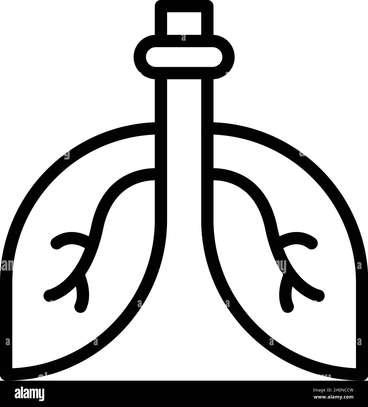 Vecteur de contour de l'icône des poumons du vaccin.Santé coffre.Radiographie du cancer Illustration de Vecteur