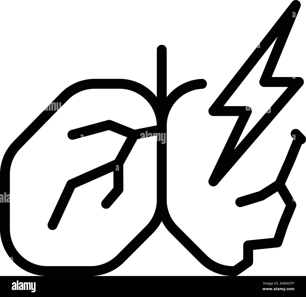Vecteur de contour de l'icône des poumons infectés.Santé de la poitrine.Traitement du diagnostic Illustration de Vecteur
