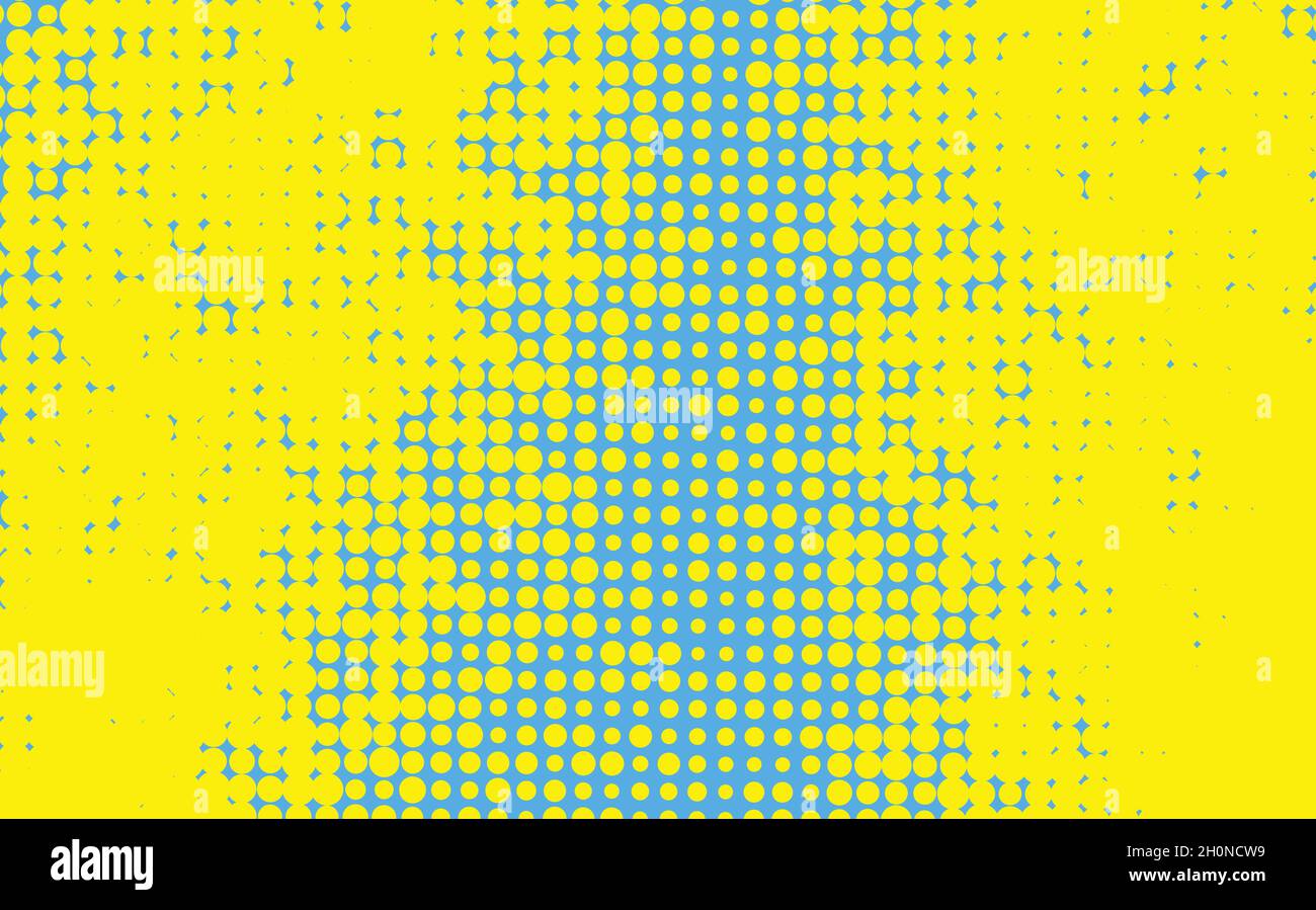 Pop art créatif concept coloré BD livre couverture magazine. Pois fond  jaune et bleu. Motif rétro demi-ton de dessin animé. Abstrait en pointillés  Image Vectorielle Stock - Alamy