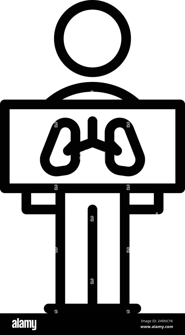 Vecteur de contour de l'icône du périphérique de rayons X.Médecin santé.Poumon thoracique Illustration de Vecteur