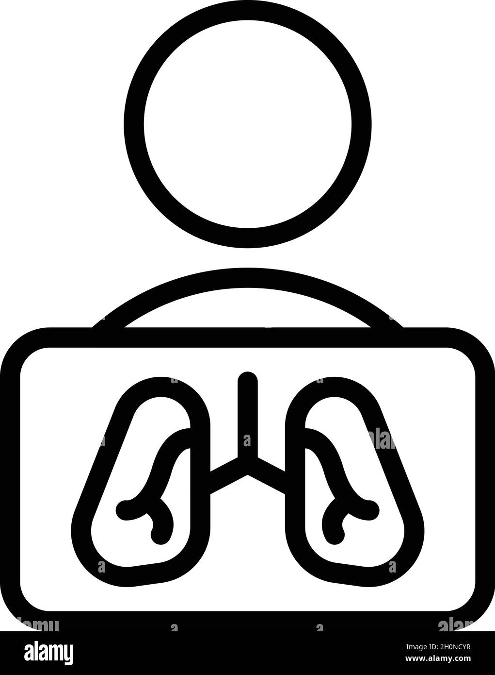 Enfant diagnostic poumons icône vecteur de contour.Radiographie du patient.Cancer du poumon Illustration de Vecteur