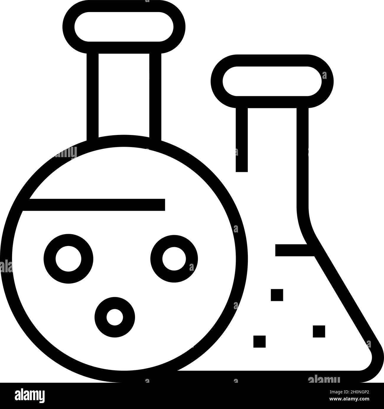 Vecteur de contour d'icône de flacon de laboratoire médical.Tube de test de chimie.Équipement de laboratoire Illustration de Vecteur