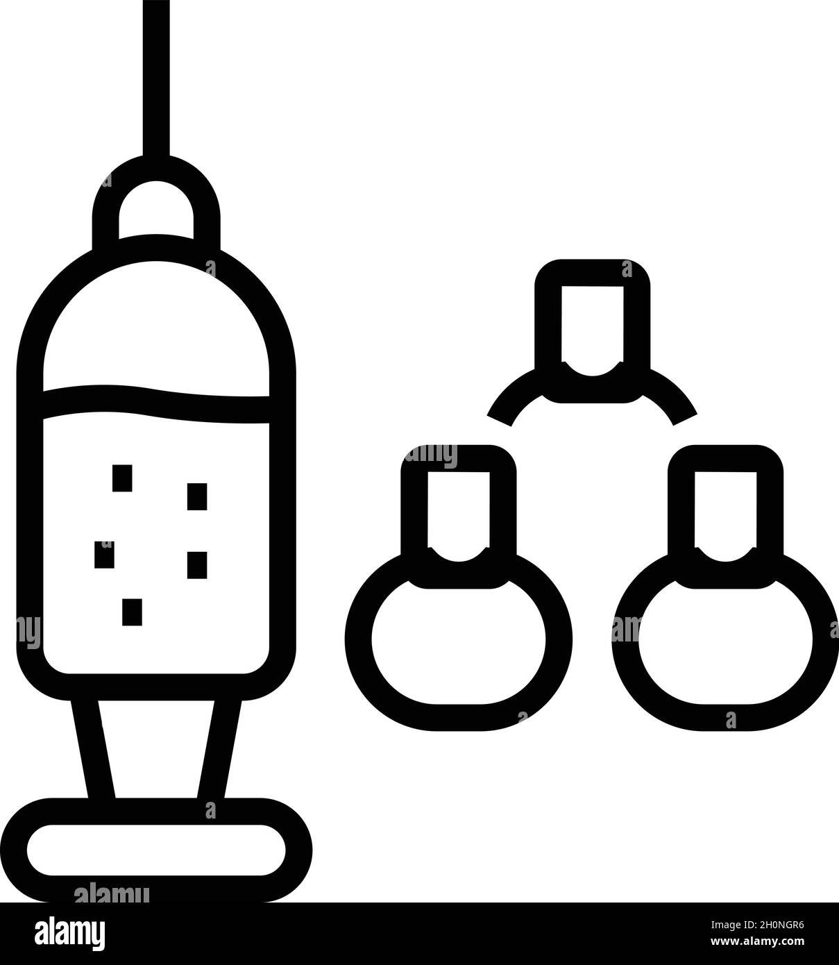 Vecteur de contour d'icône d'ampoule de seringue médicale.Vaccin en flacon.Injection de bouteille Illustration de Vecteur