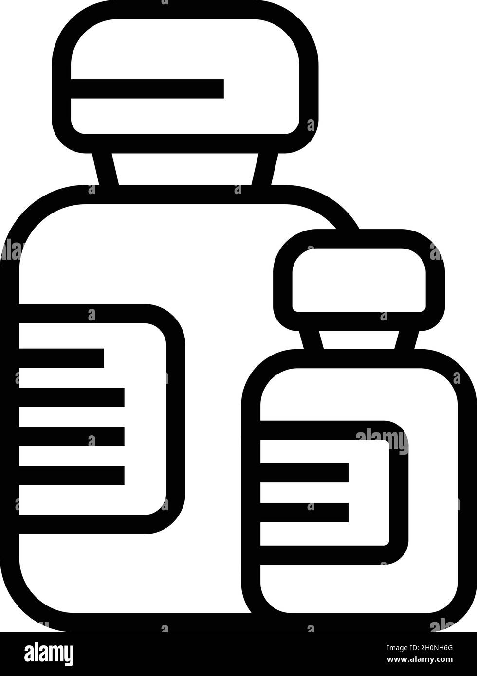 Vecteur de contour de l'icône de l'ampoule de la seringue d'insuline.Vaccin en flacon.Injection de bouteille Illustration de Vecteur