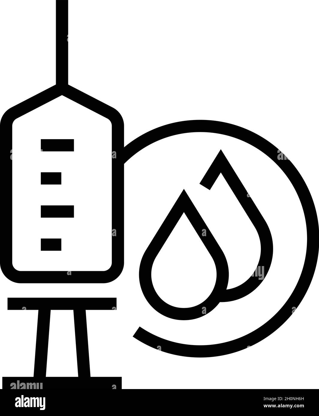 Vecteur de contour de l'icône de l'ampoule de la seringue.Vaccin en flacon.Injection de bouteille Illustration de Vecteur