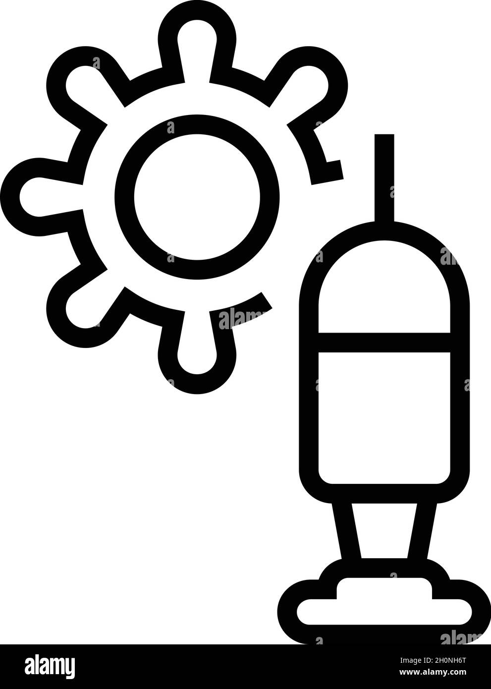 Vecteur de contour de l'icône d'ampoule de seringue de bactéries.Vaccin en flacon.Injection de bouteille Illustration de Vecteur