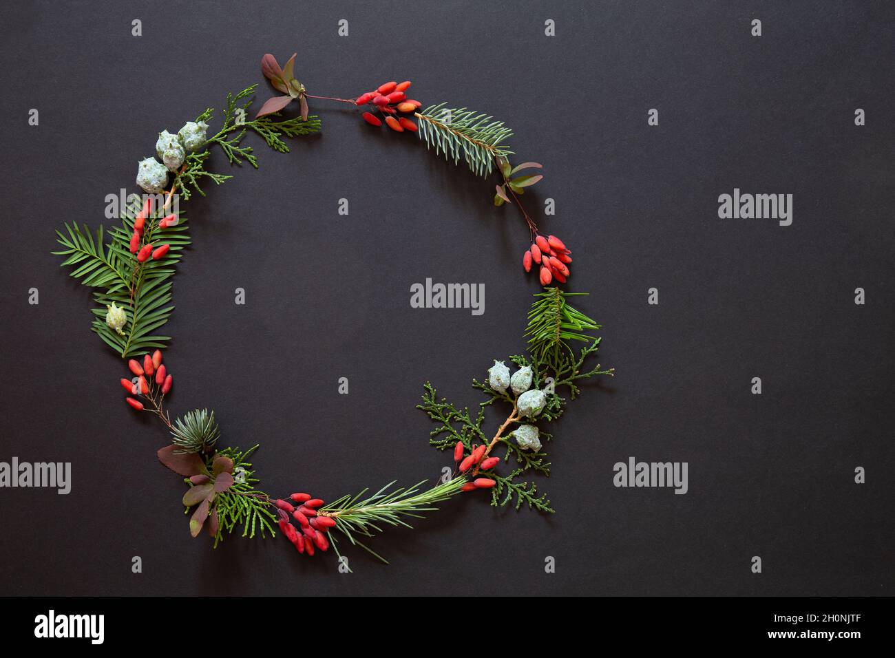 Couronne décorative de Noël avec espace pour les copies Banque D'Images