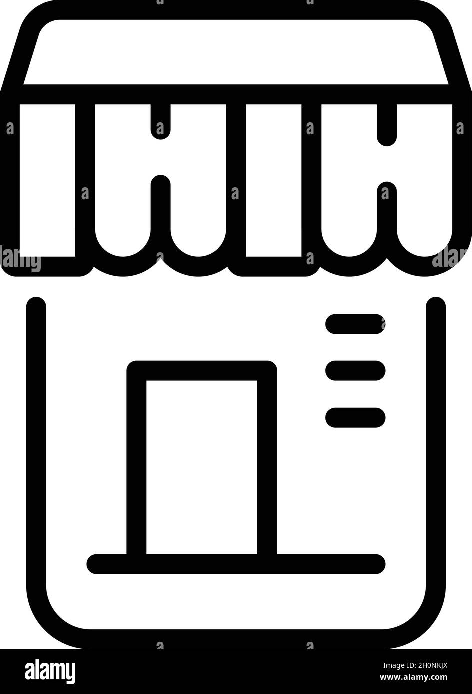 Vecteur de contour d'icône de boutique en ligne.Livraison de nourriture.Commande express Illustration de Vecteur