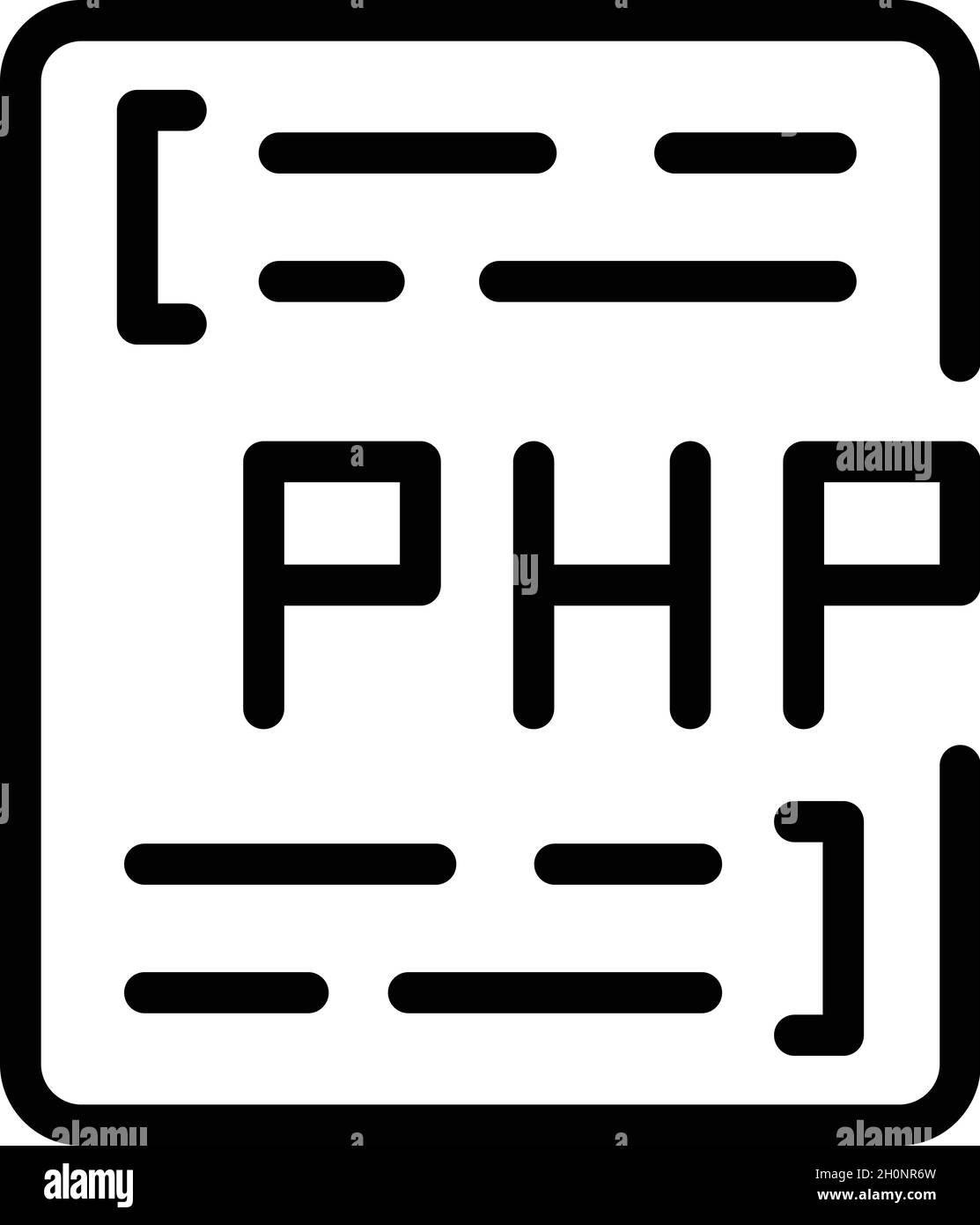 Vecteur de contour d'icône de code PHP.CMS Web.Outil système Illustration de Vecteur