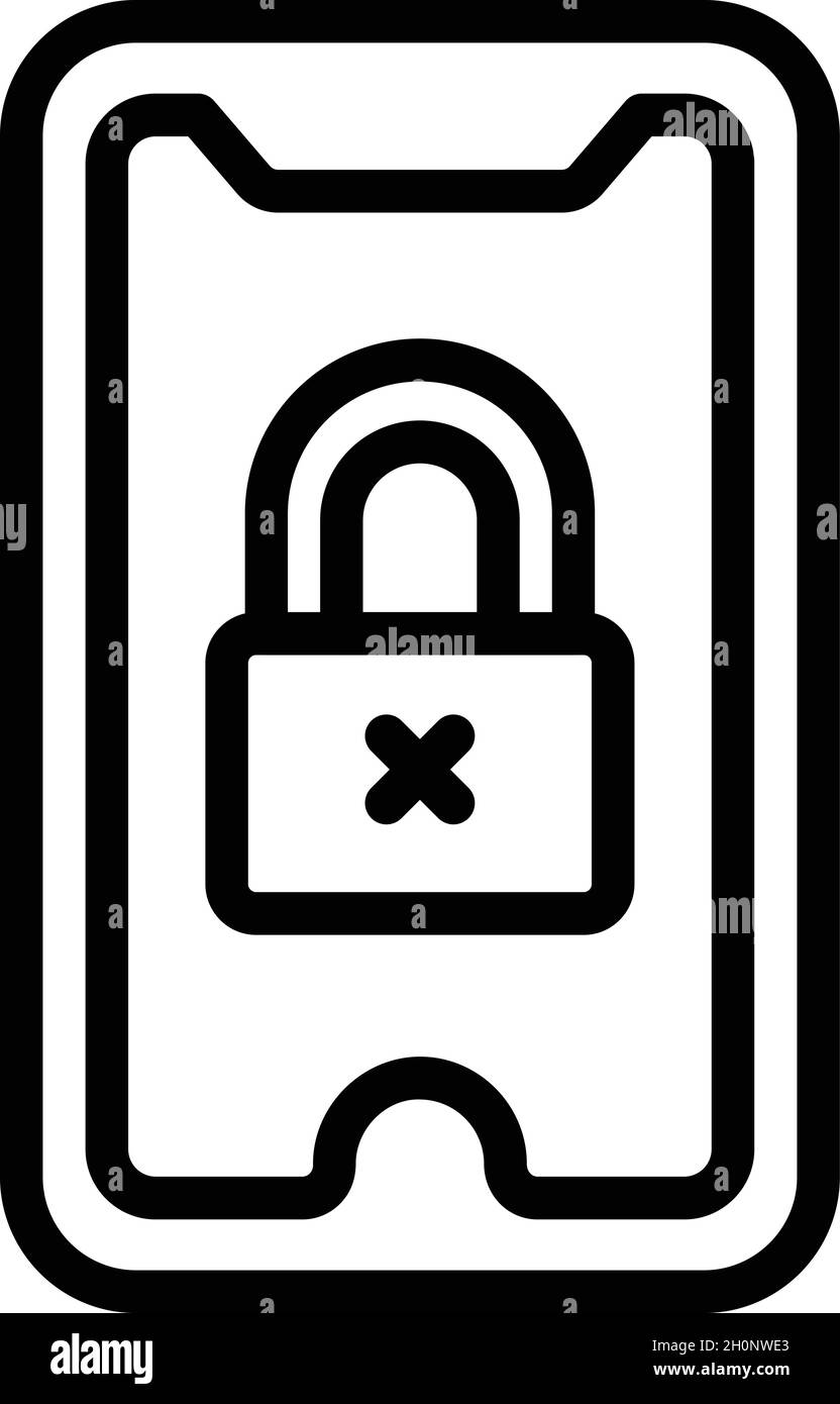Vecteur de contour d'icône de smartphone verrouillé.Code de connexion.Sécurité informatique Illustration de Vecteur