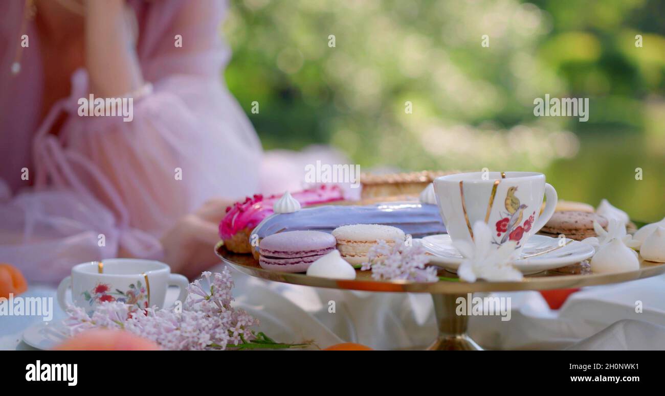 Un gros plan sur les pâtisseries colorées Banque D'Images