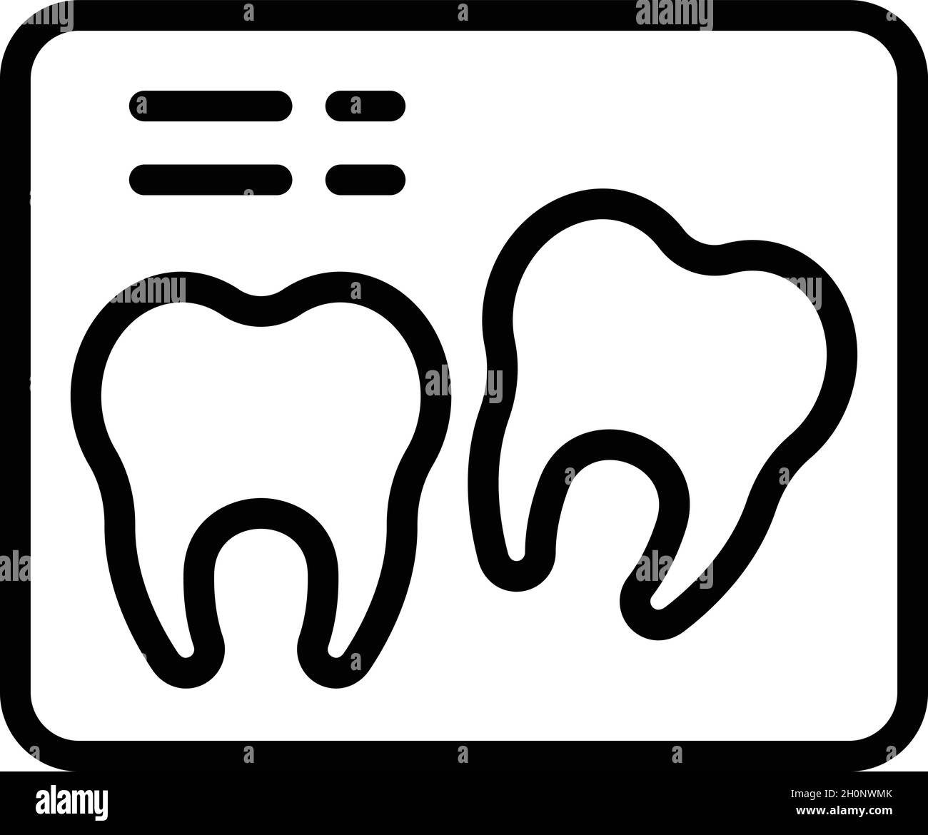 Vecteur de contour de l'icône des dents de rayons X.Machine médicale.Os de poitrine Illustration de Vecteur