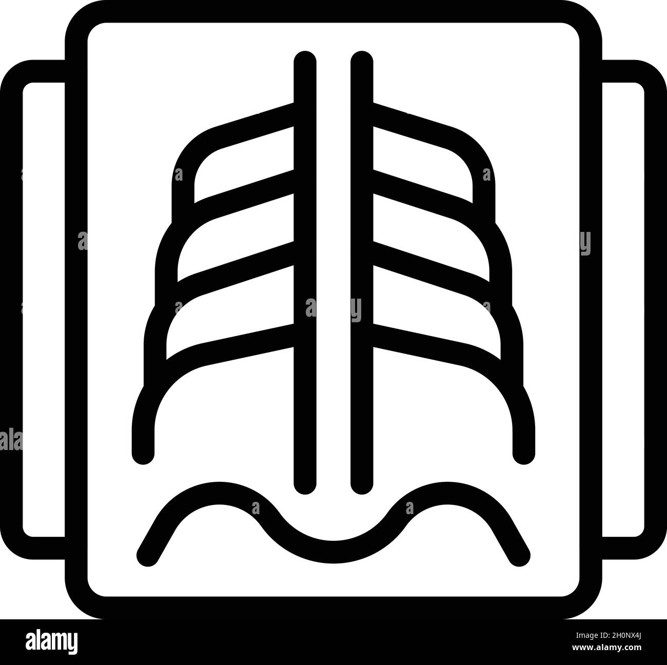 Vecteur de contour de l'icône d'examen du thorax.Entretien des rayons X.Machine médicale Illustration de Vecteur