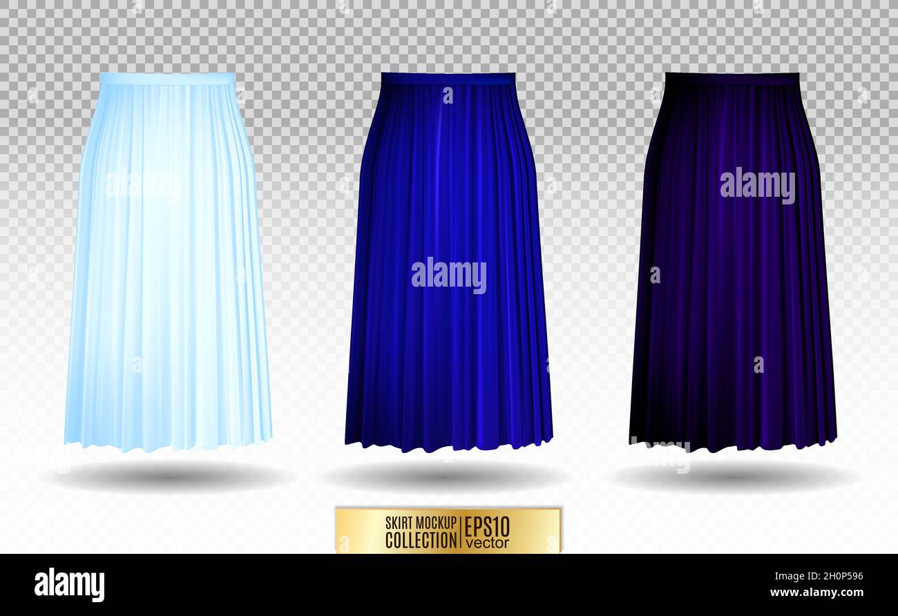 Illustration vectorielle de diff?�rents mod?�les de jupe sur fond transparent. jupe pliss?�e 