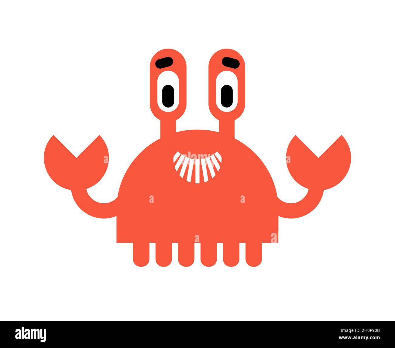 Mignon crabe isolé.Dessin animé crabe de mer animal. Illustration vectorielle Illustration de Vecteur