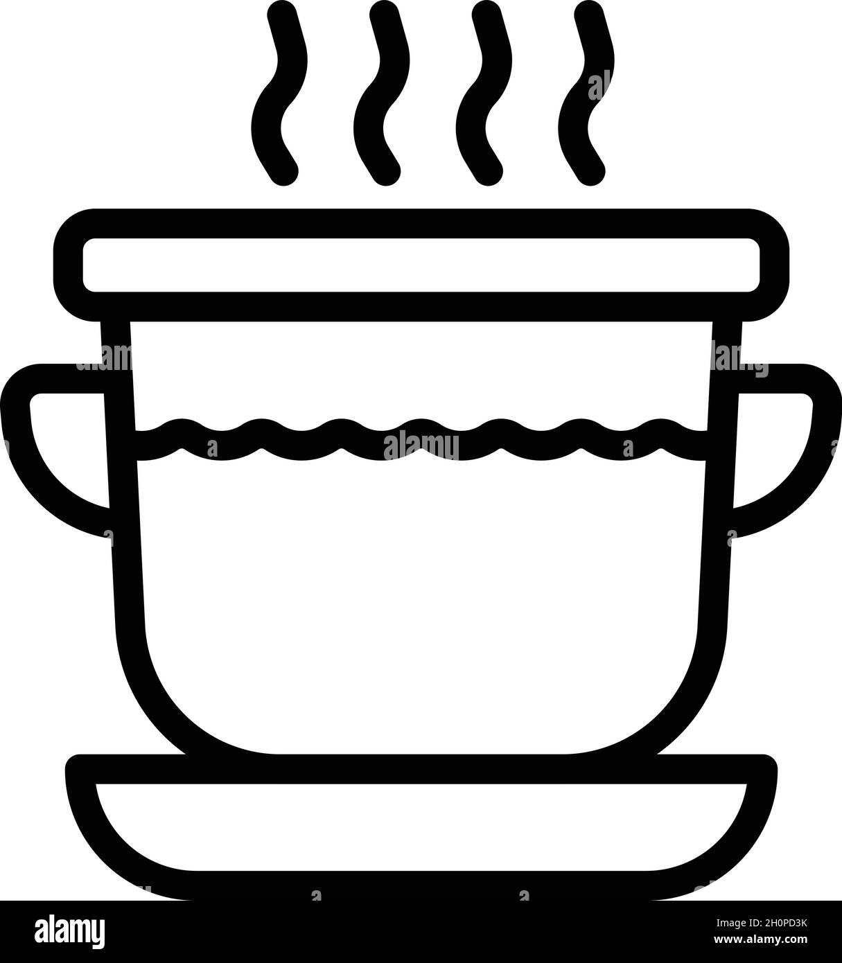 Vecteur de contour de l'icône de soupe de crème fraîche.Plat aux champignons.Poulet chaud Illustration de Vecteur