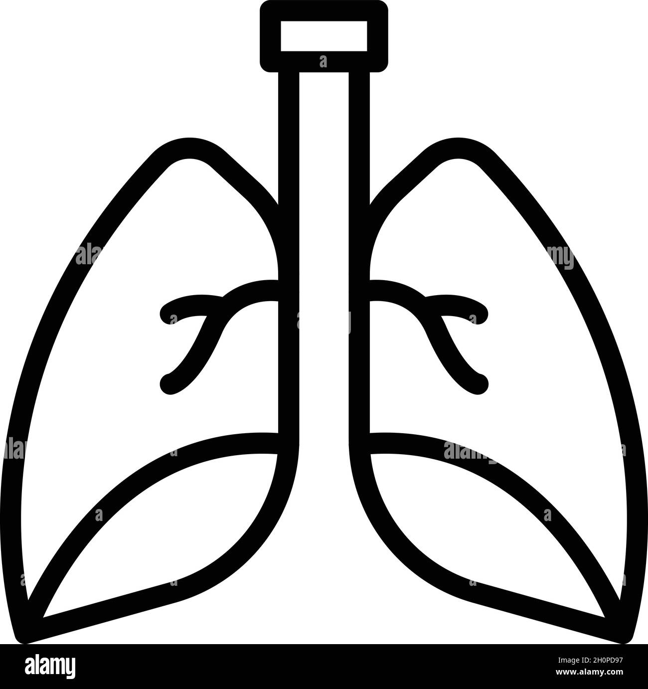 Vecteur de contour de l'icône des poumons d'enfant.Cancer à rayons X.Médecin santé Illustration de Vecteur