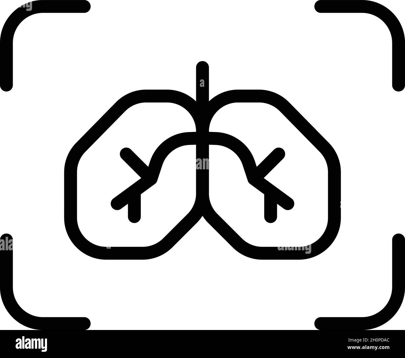 Vecteur de contour de l'icône de test des poumons.Cancer à rayons X.Médecin Illustration de Vecteur