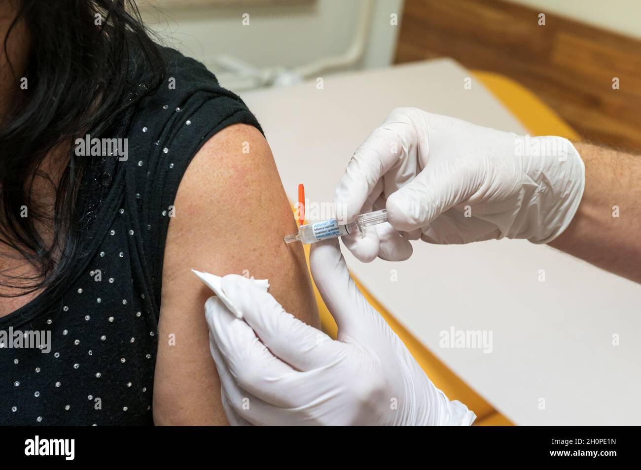 Allemagne , Lübbenau , 14.10.2021 , le vaccin Afluria Tetra est prévu pour la saison de vaccination 2021 - 2022 Banque D'Images