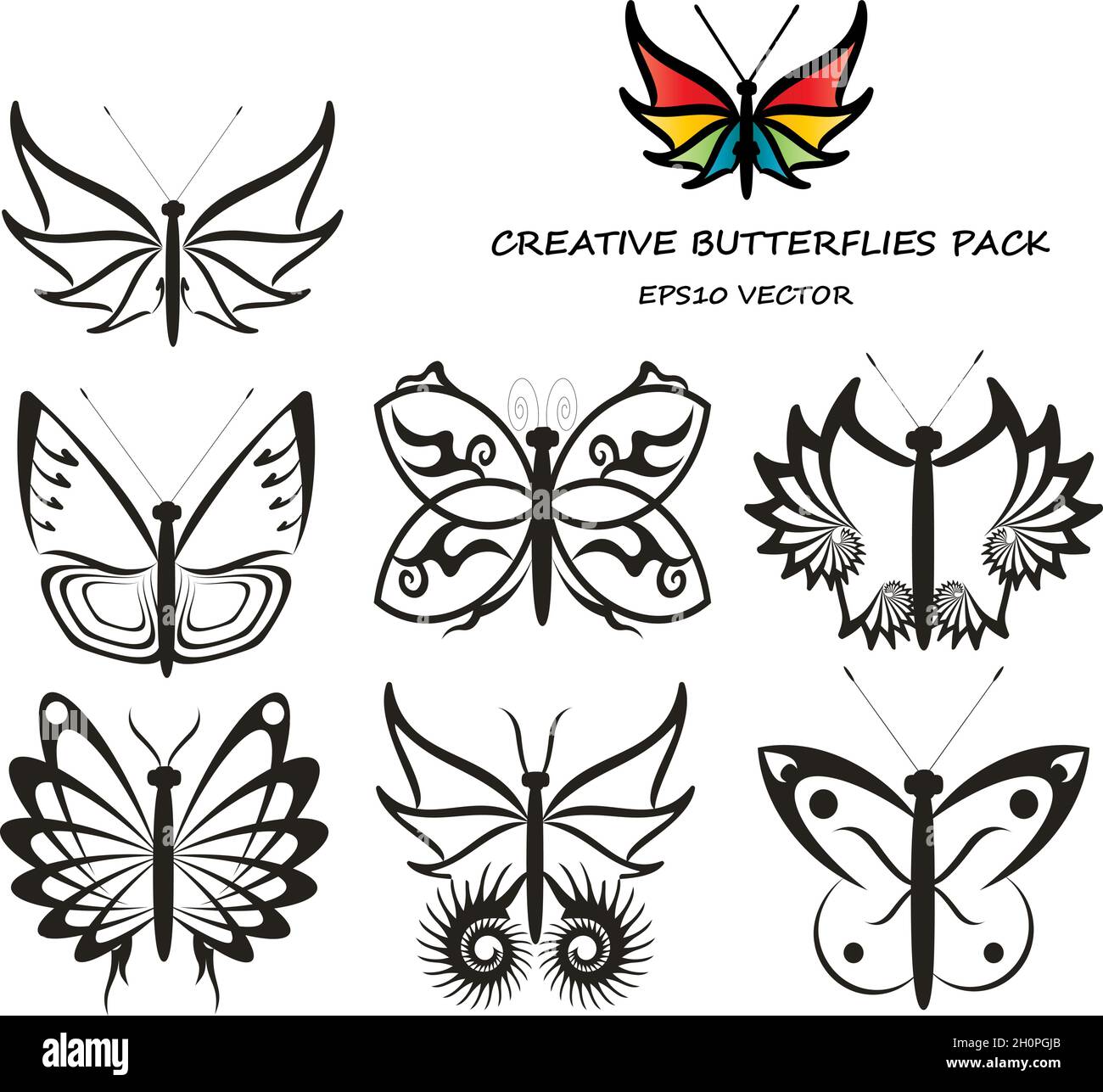Création originale du pack de papillons vectoriels irréalistes Illustration de Vecteur