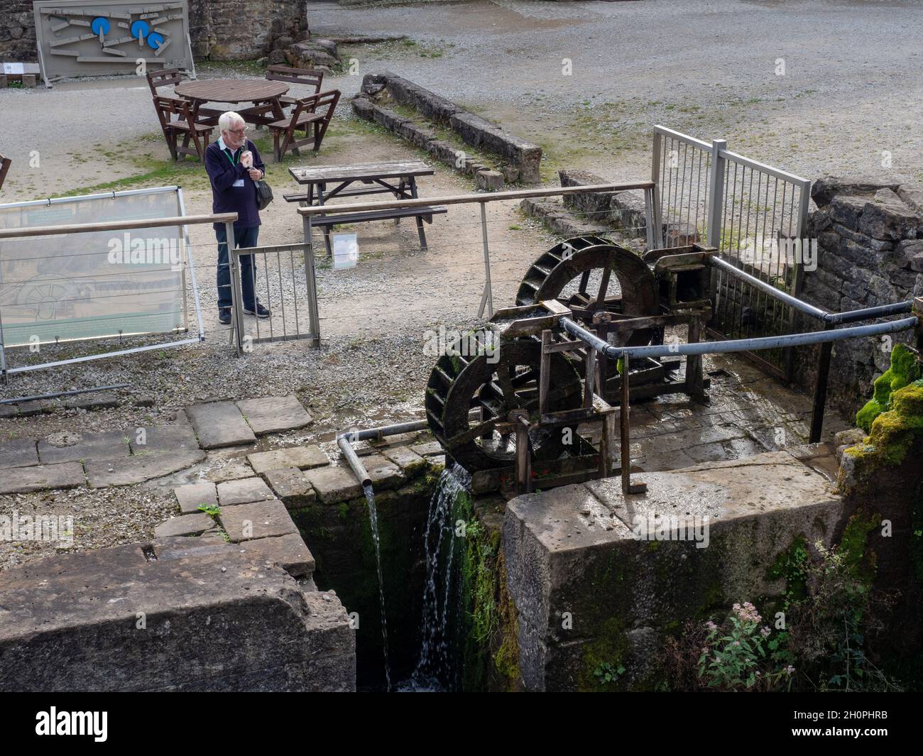 Machines anciennes à Cromford Mill, Derbyshire, Royaume-Uni ; construites par Richard Arkwright en 1771, aujourd'hui site classé au patrimoine mondial de l'UNESCO Banque D'Images
