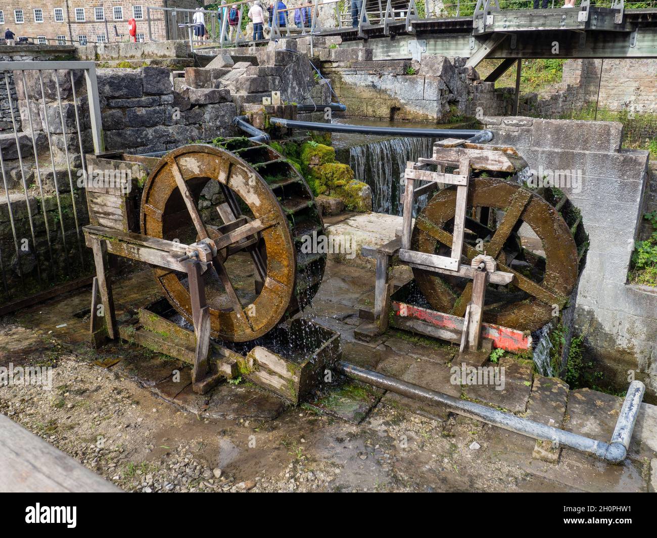 Machines anciennes à Cromford Mill, Derbyshire, Royaume-Uni ; construites par Richard Arkwright en 1771, aujourd'hui site classé au patrimoine mondial de l'UNESCO Banque D'Images