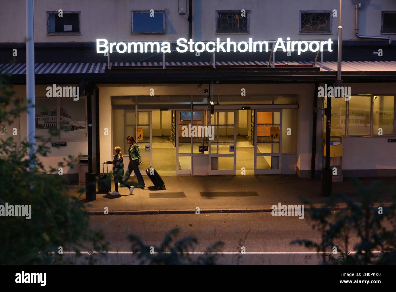 Photo de l'aéroport de Bromma Stockholm, Suède, vendredi soir. Banque D'Images