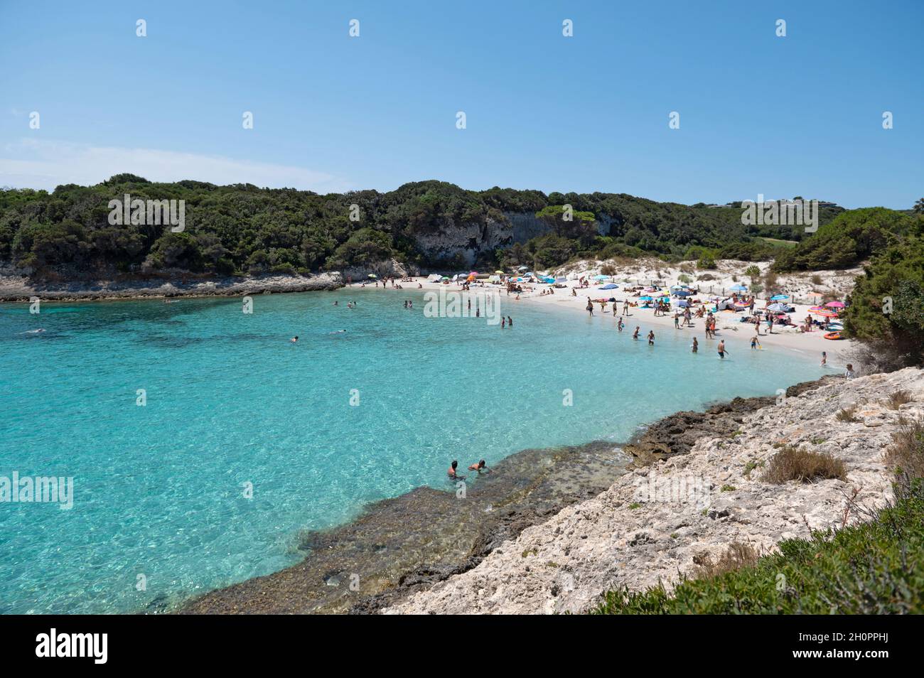 Département de la Corse du Sud (Corse-du-Sud): plage "plage du petit Sperone" à Bonifacio Banque D'Images