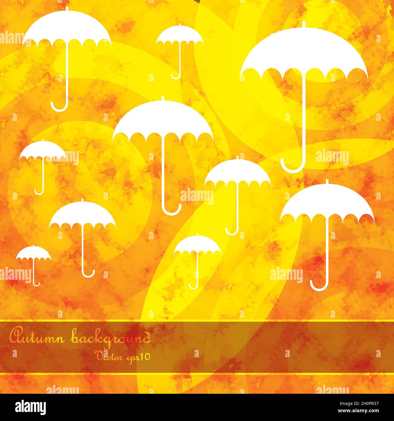 Arrière-plan d'automne avec feuilles et parasol Illustration de Vecteur