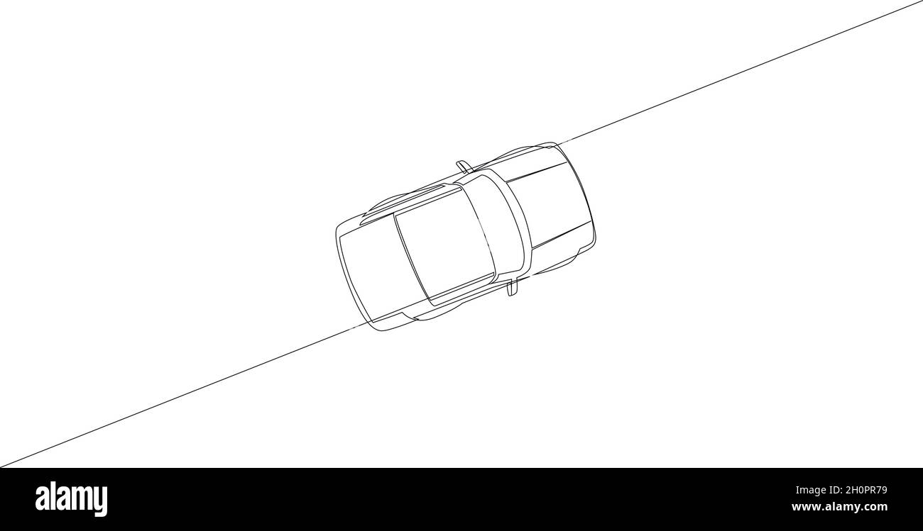 Dessin de ligne continu d'une voiture simple.Vue de dessus.Illustration vectorielle Illustration de Vecteur