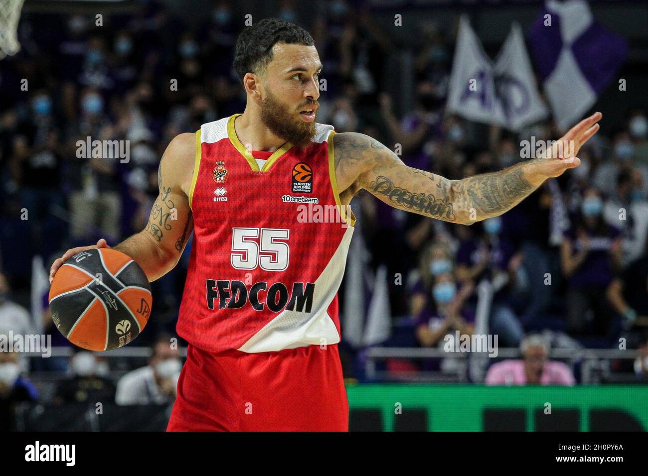 Mike James de Monaco lors du match de basket-ball EuroLeague de Turkish  Airlines entre Real Madrid et AS Monaco le 13 octobre 2021 au Wizink Centre  de Madrid, Espagne - photo: IrH/DPPI/LiveMedia