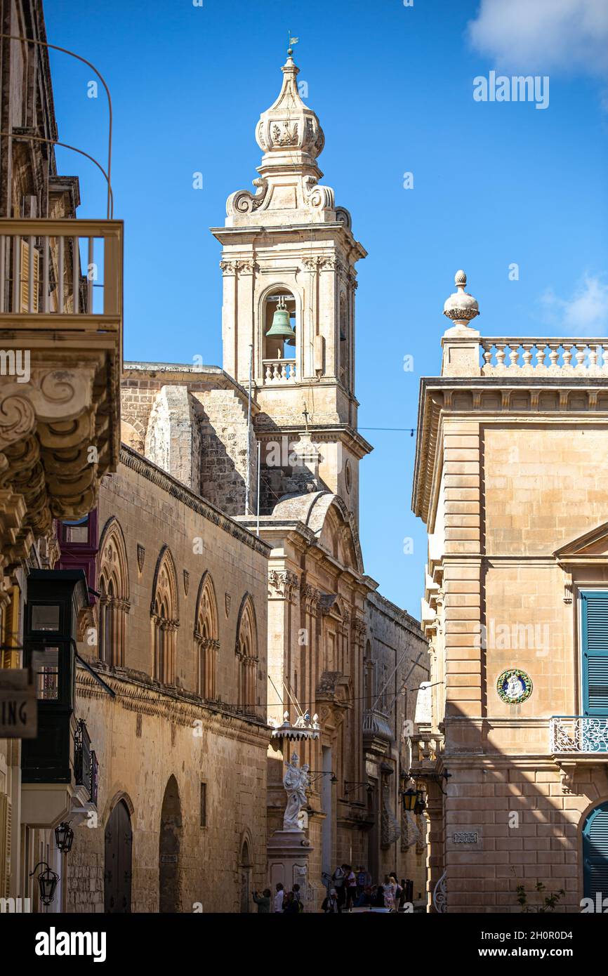 Rues de l'ancienne ville de Mdina, Malte. Banque D'Images