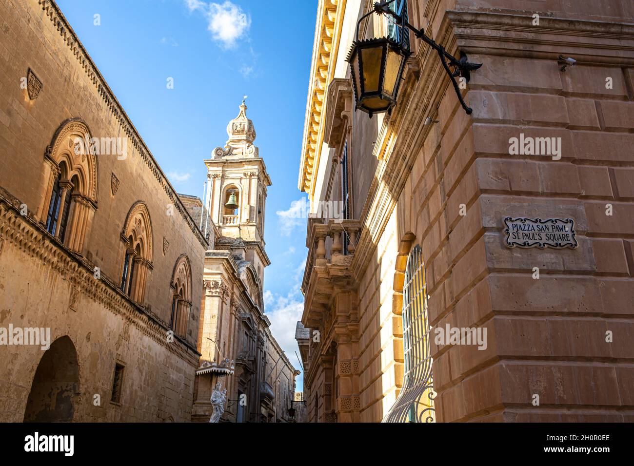 Rues de l'ancienne ville de Mdina, Malte. Banque D'Images