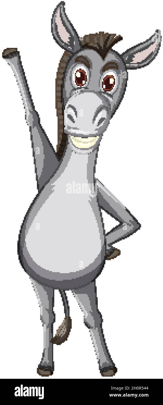 Illustration drôle de personnage de dessin animé d'animal âne Image ...