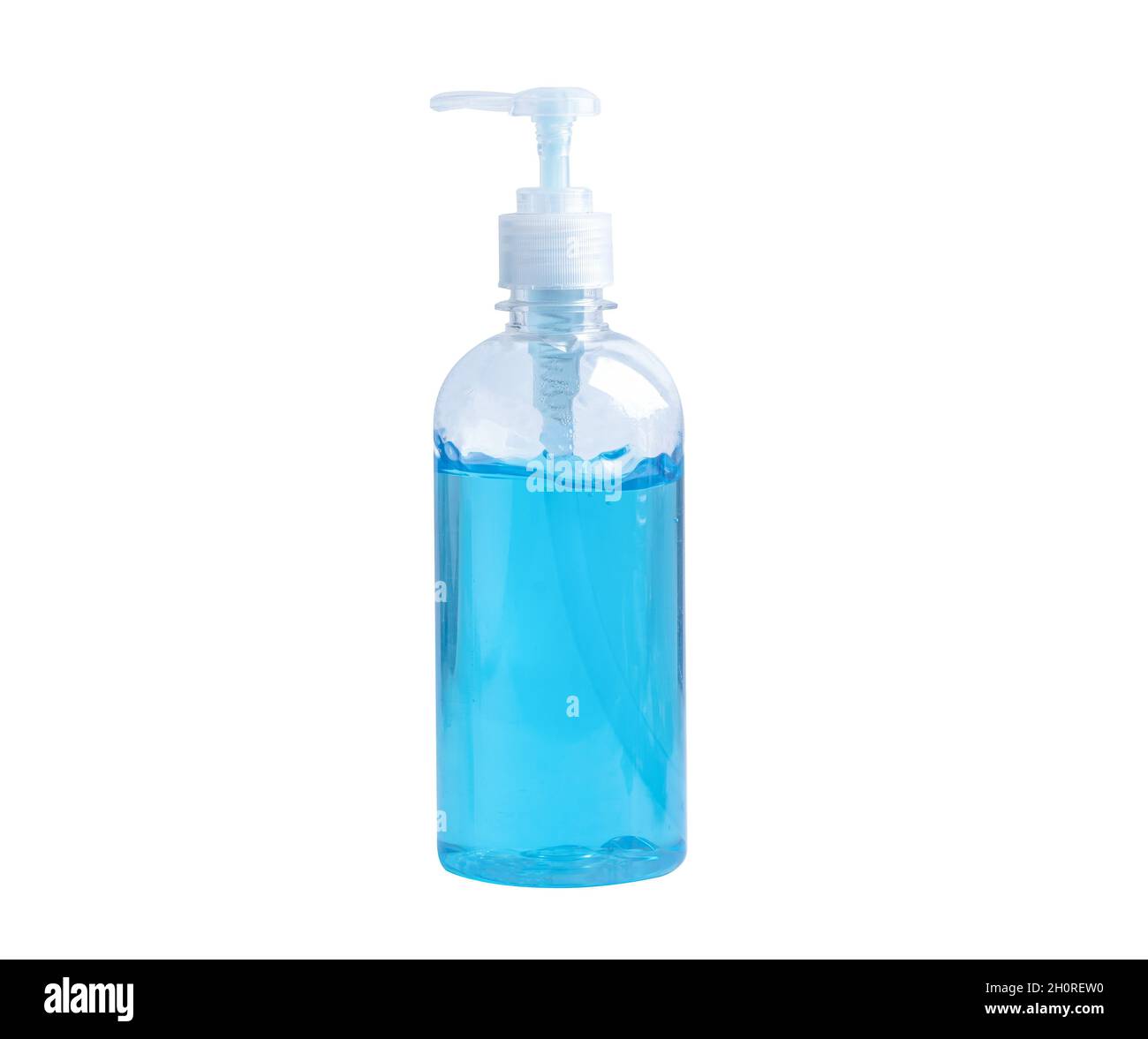 Flacon de gel désinfectant pour alcool bleu isolé sur fond blanc avec  passe-fil pour protéger le virus coronavirus Covid-19 Photo Stock - Alamy